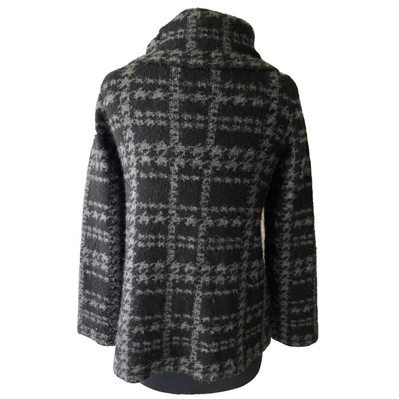 Cynthia Rowley Jacket Womens Large Wool Blend Plaid Wrap Sweater Hipster Coat - Picture 2 of 16